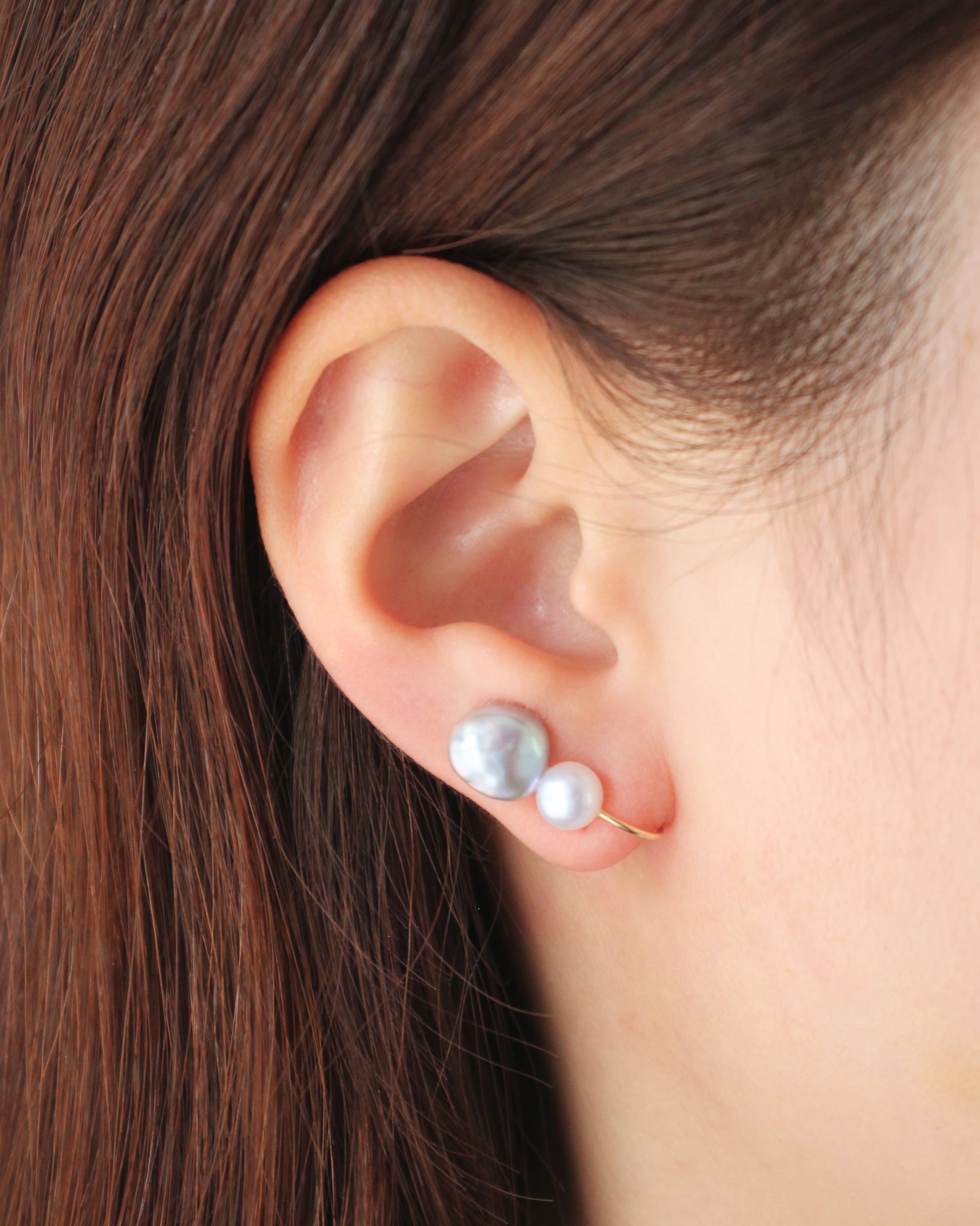 Wパールロングイヤークリップ