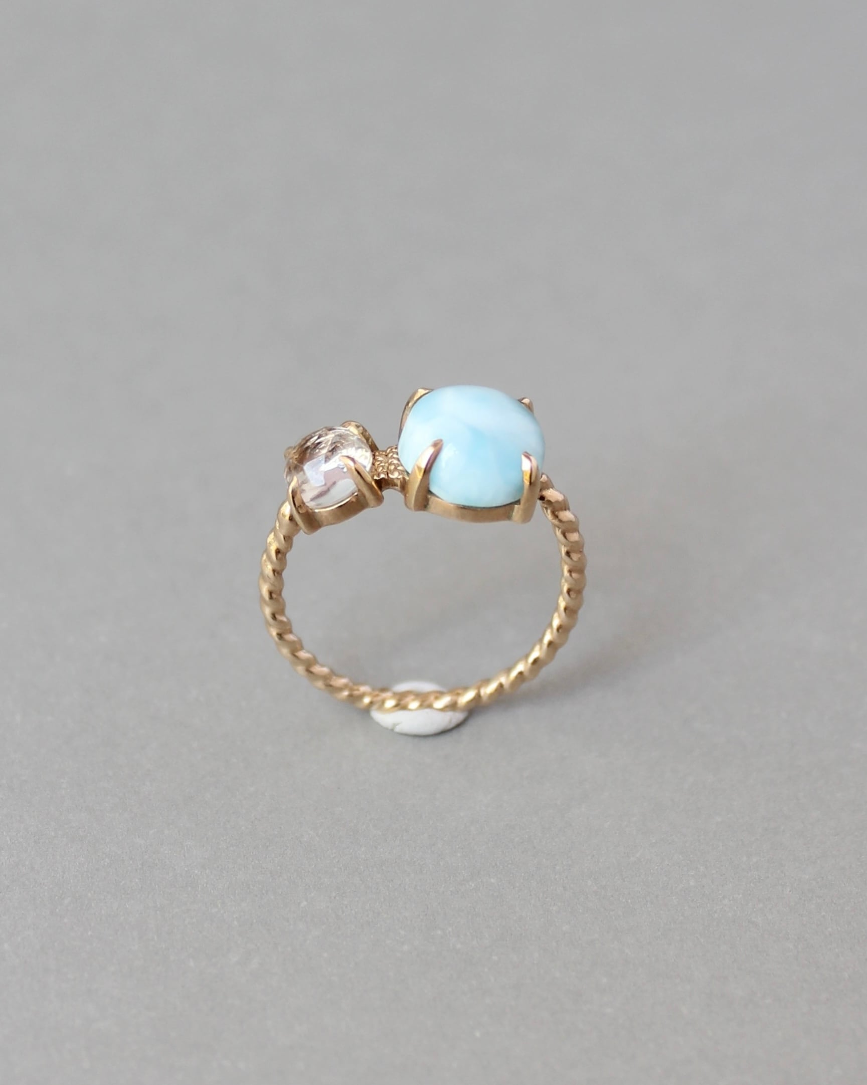 9号 K10 Twist ring+1stone ラリマー・水晶