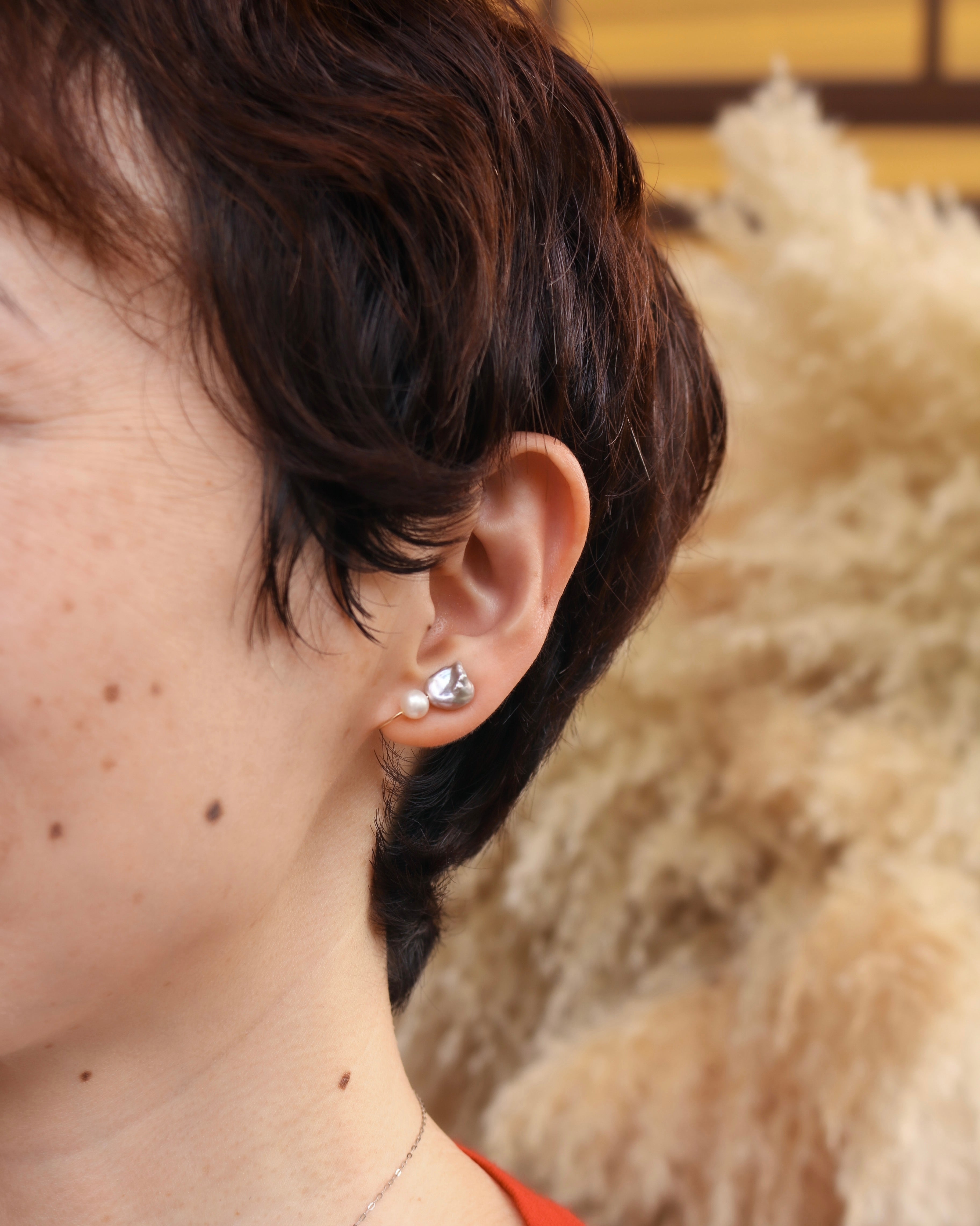 Wパールロングイヤークリップ