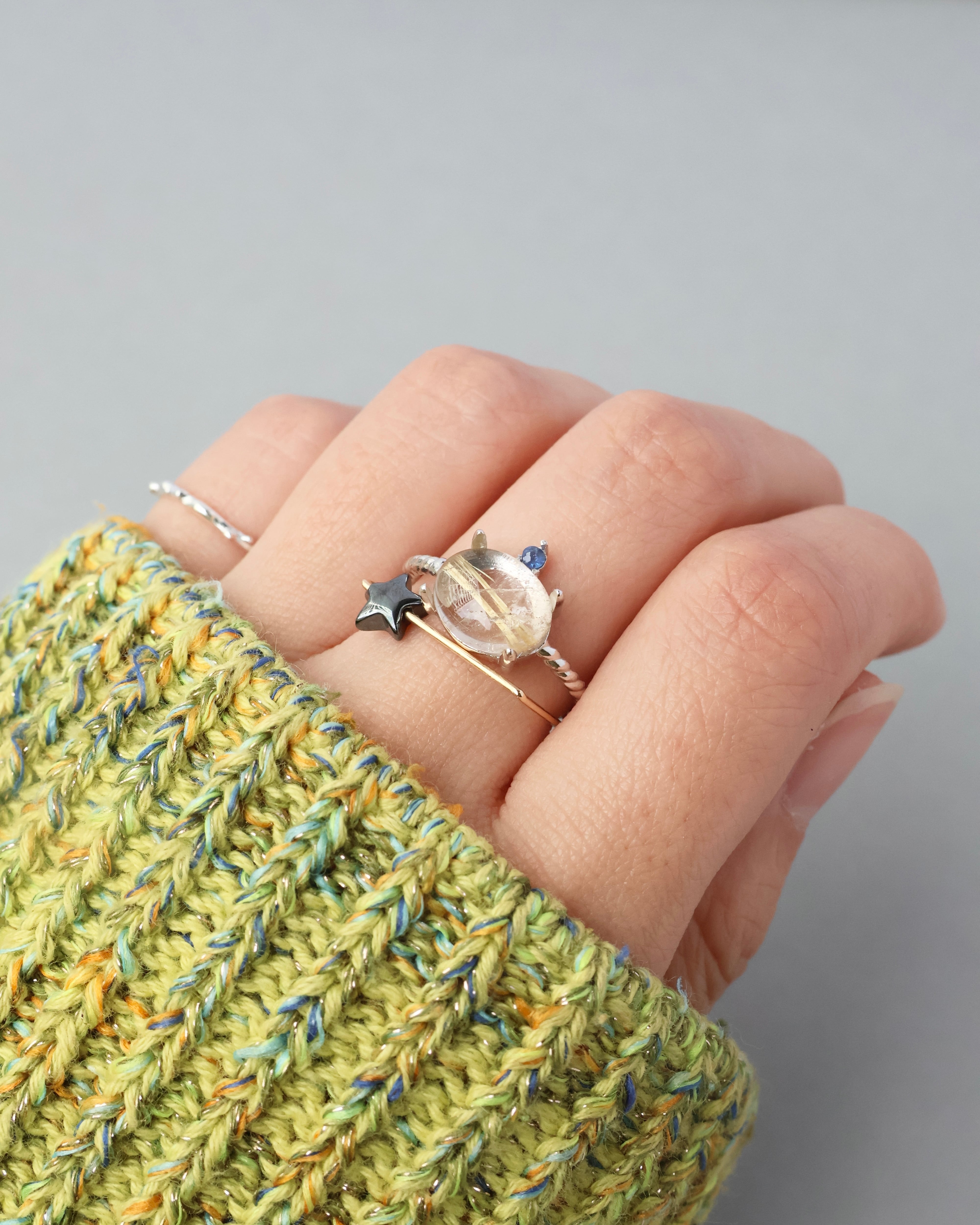 【Silver925】Twist ring+1stone “Star tail”