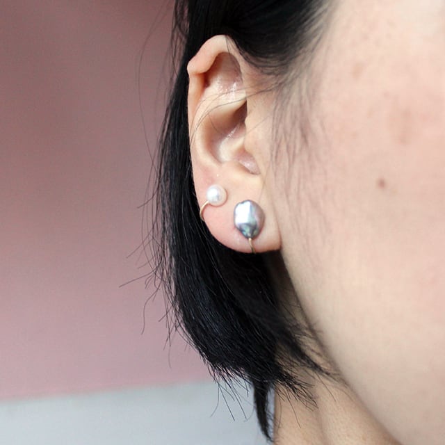 Wパールイヤークリップ