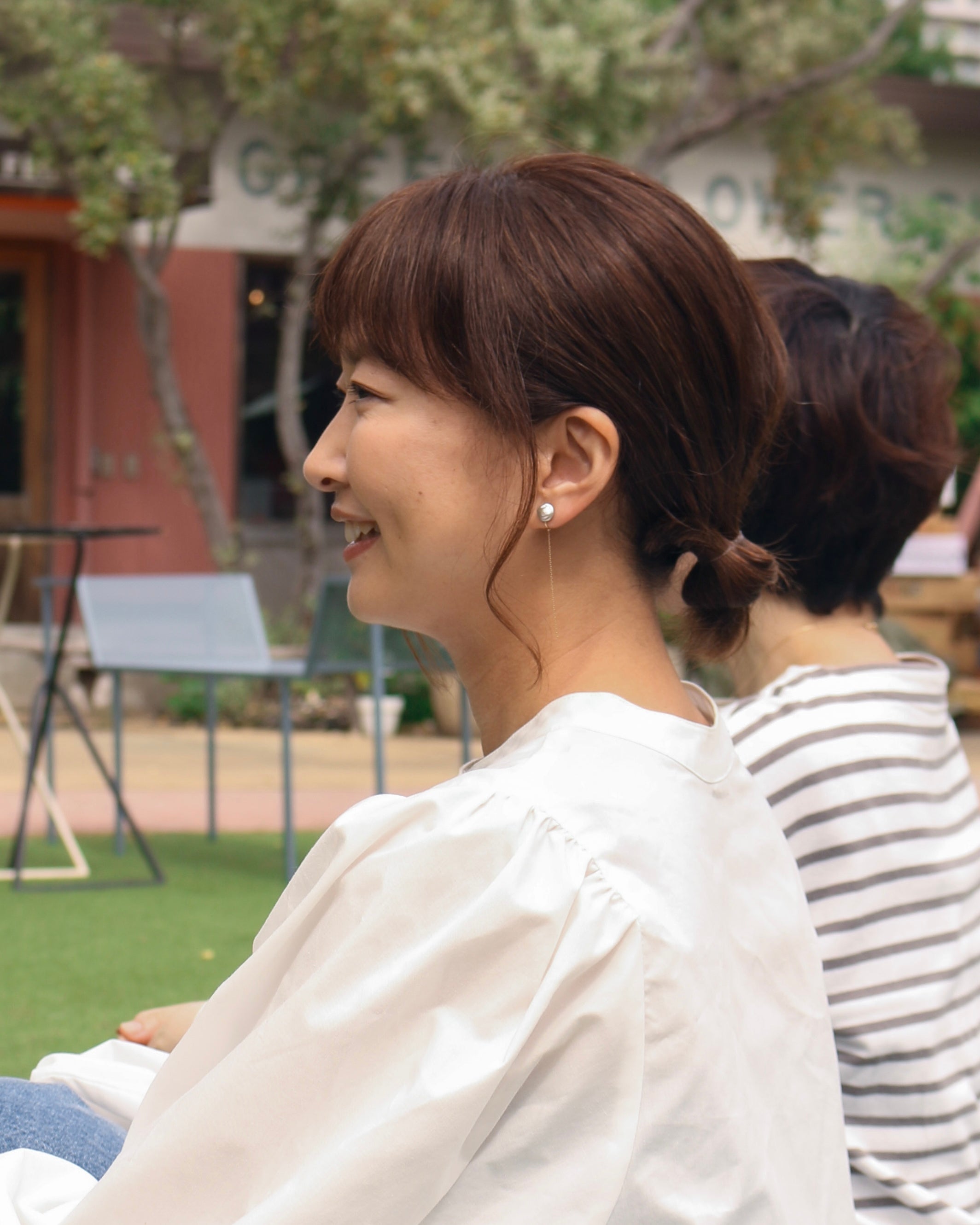 Wパール チェーンイヤークリップ