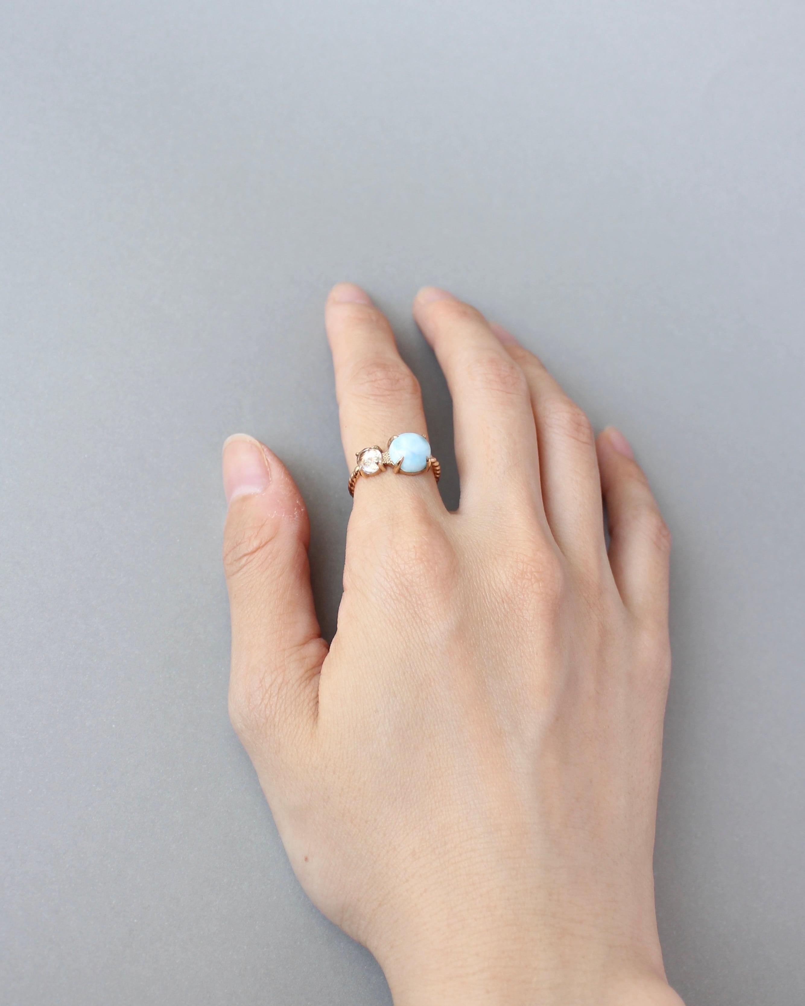 9号 K10 Twist ring+1stone ラリマー・水晶