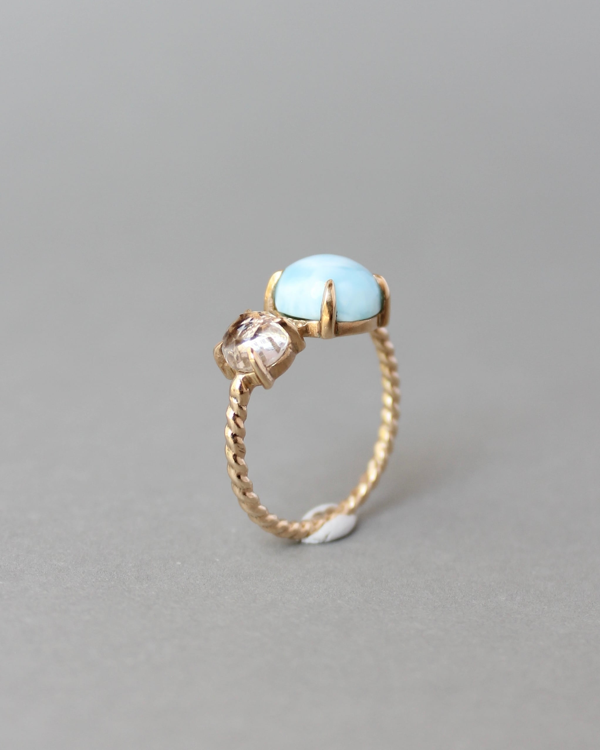 9号 K10 Twist ring+1stone ラリマー・水晶