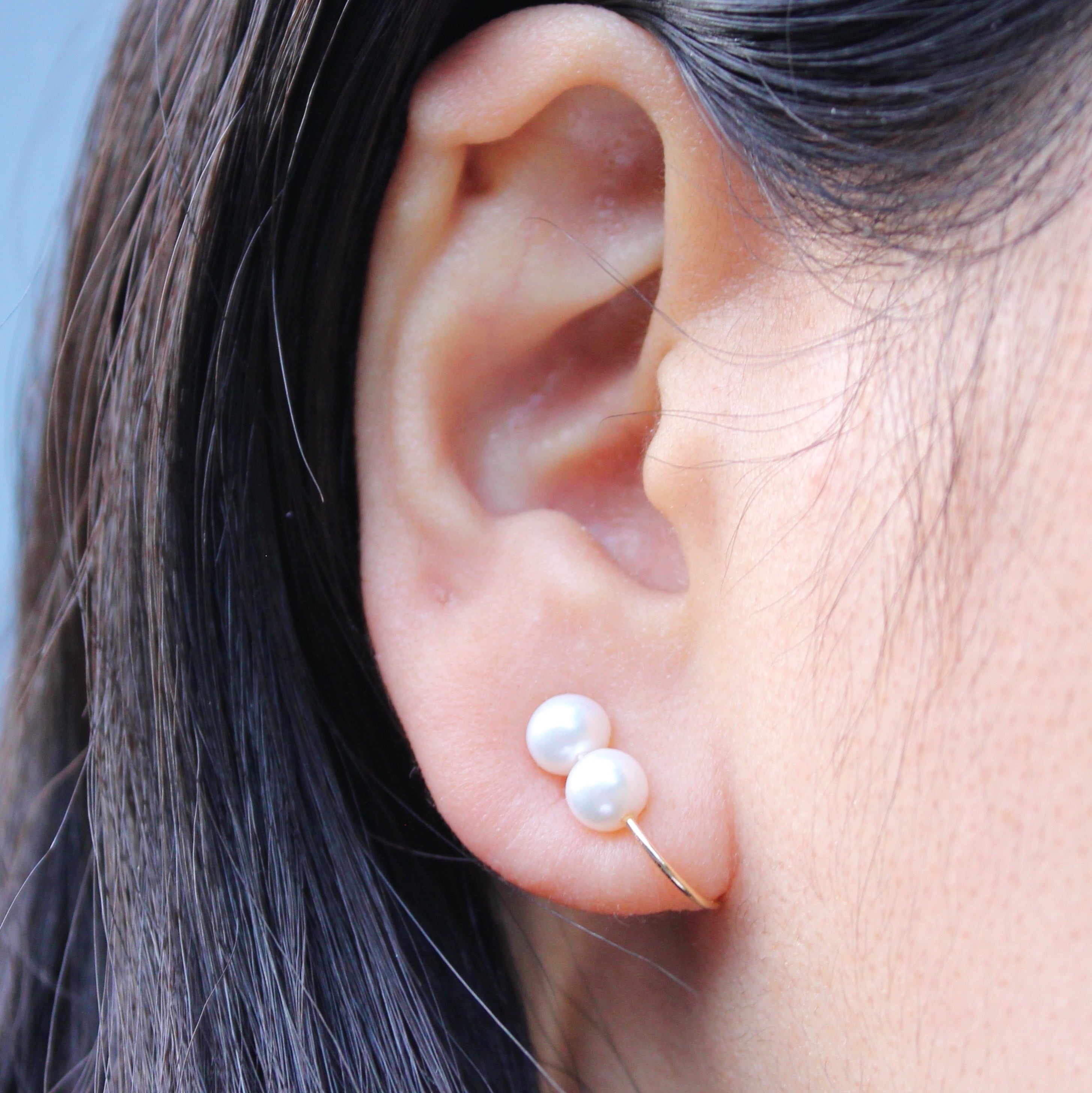 Wパールロングイヤークリップ