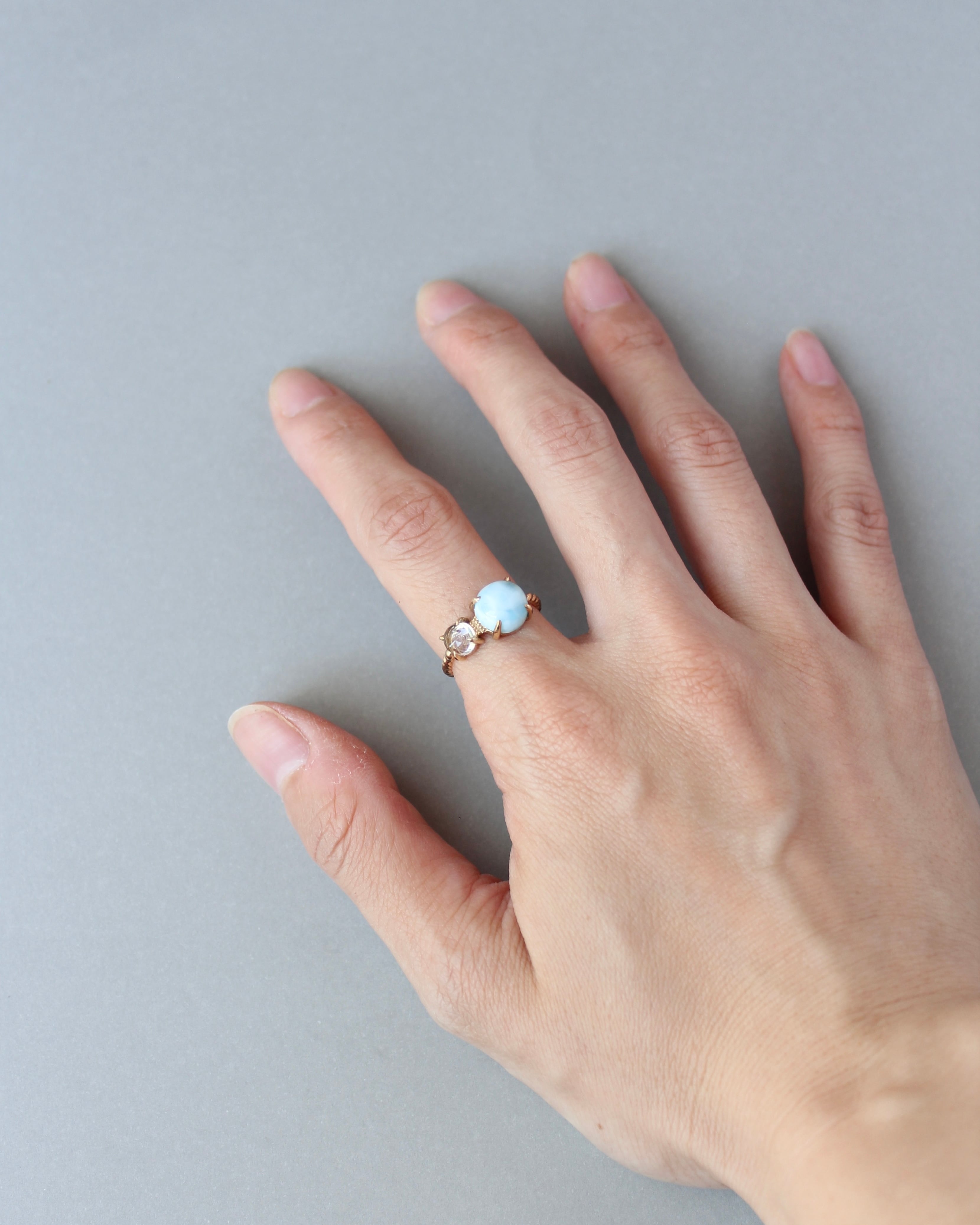 9号 K10 Twist ring+1stone ラリマー・水晶