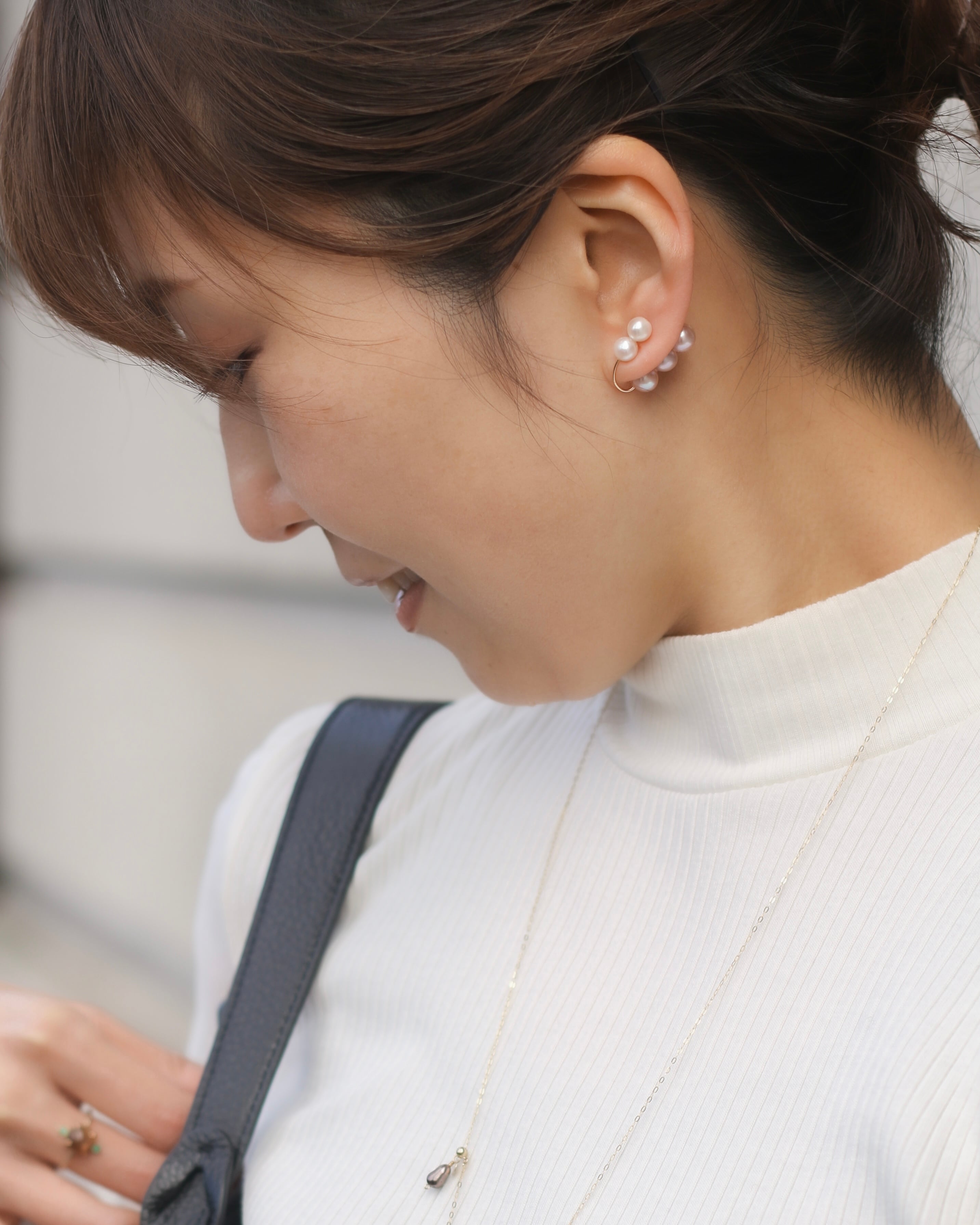 Wパールロングイヤークリップ