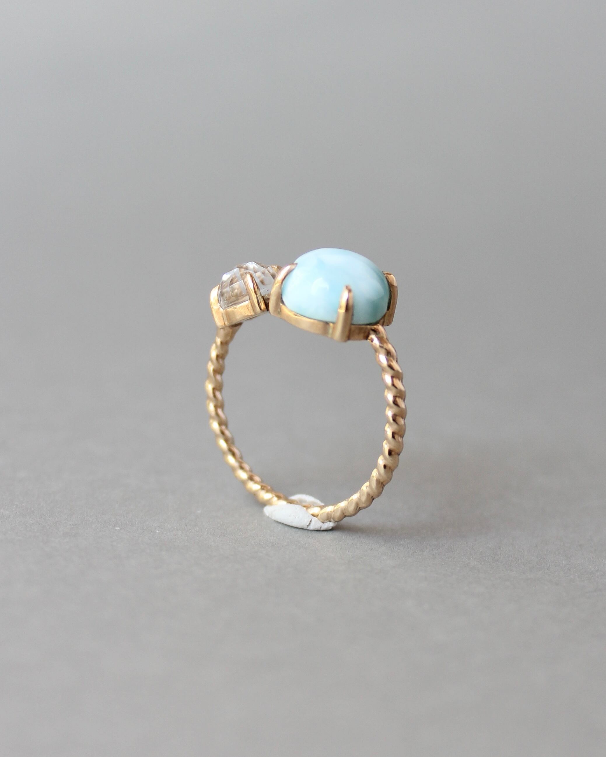 9号 K10 Twist ring+1stone ラリマー・水晶