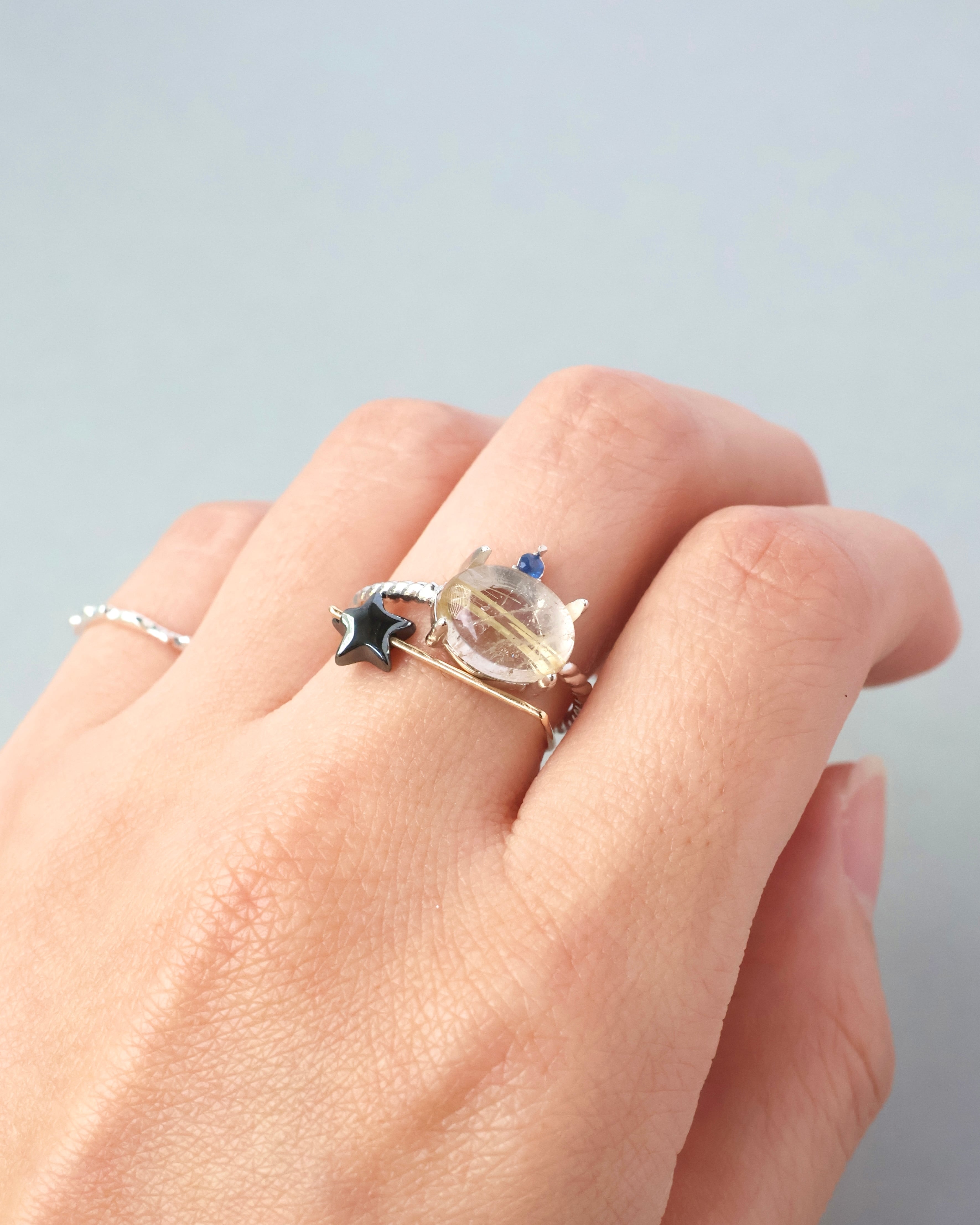 【Silver925】Twist ring+1stone “Star tail”