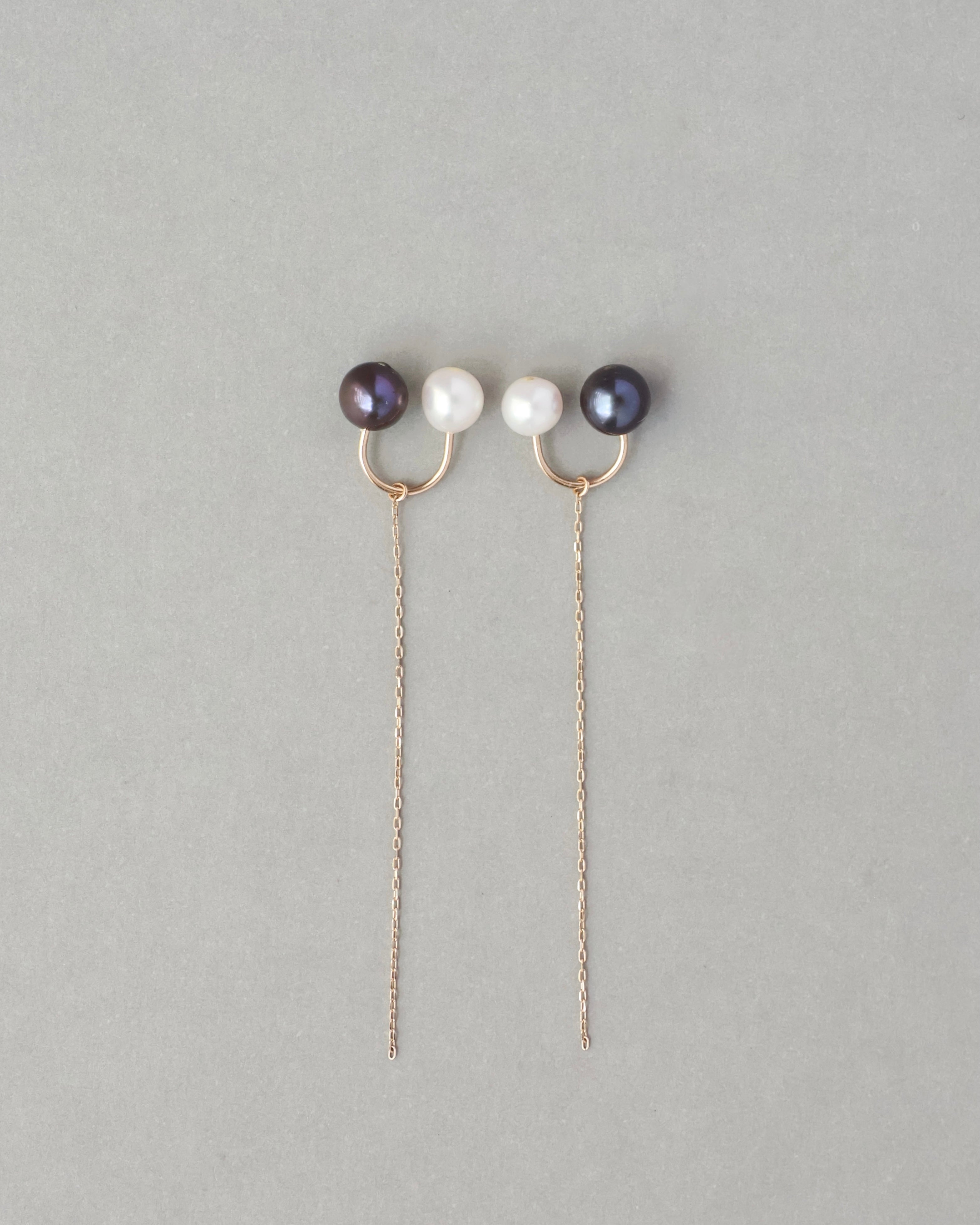 Wパール チェーンイヤークリップ