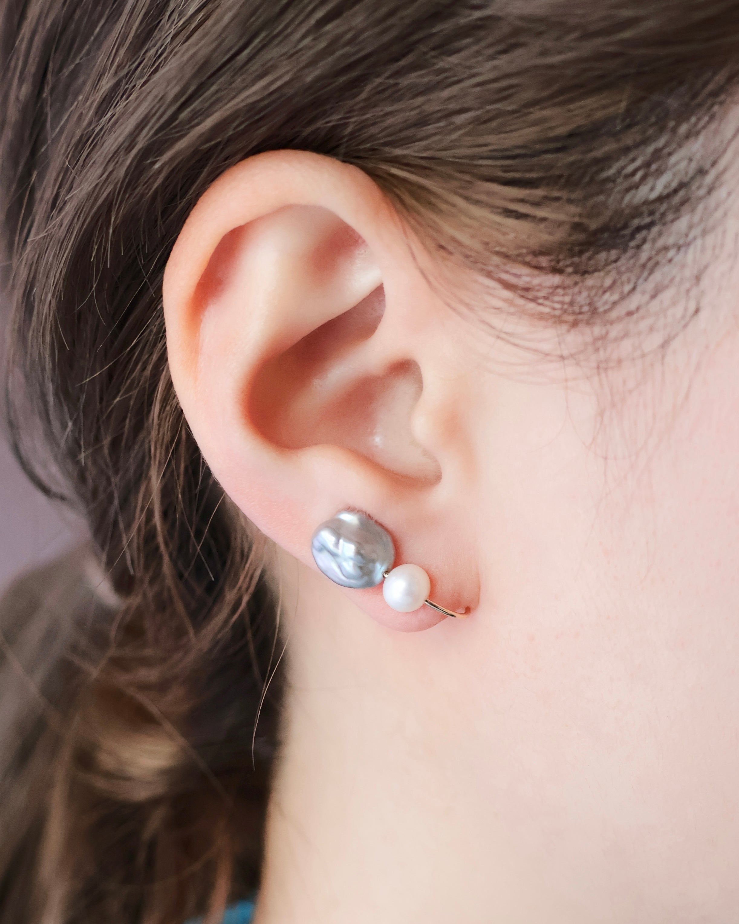 Wパールロングイヤークリップ