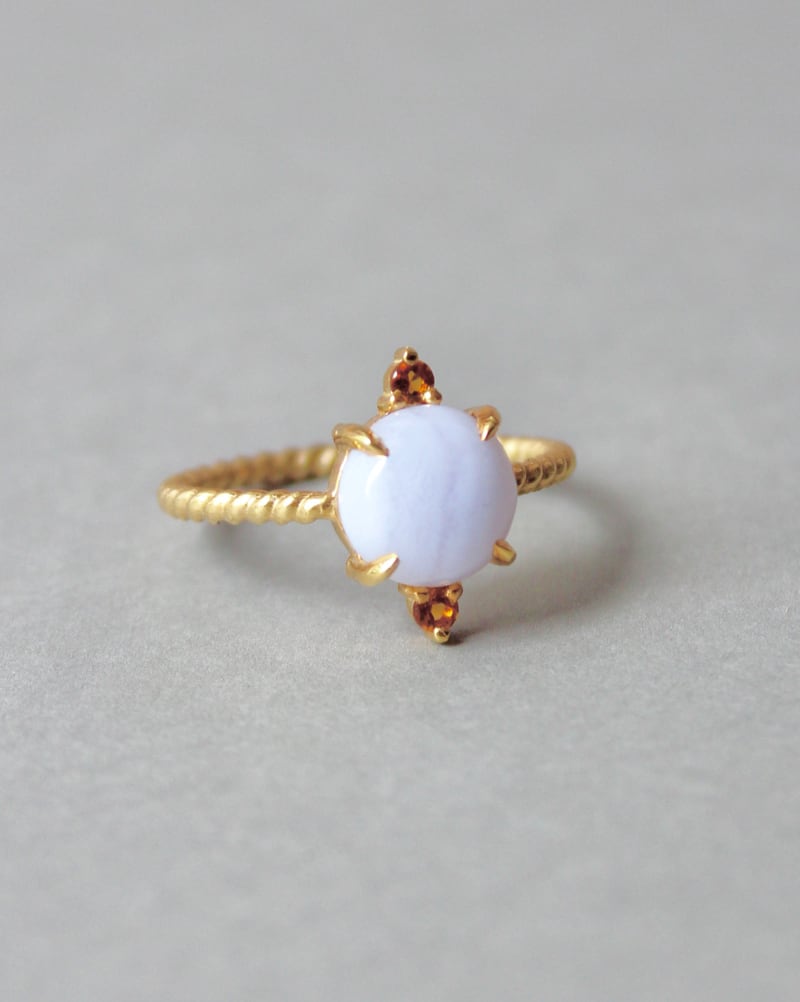 12号 Twist ring+2stone ブルーレース・シトリン