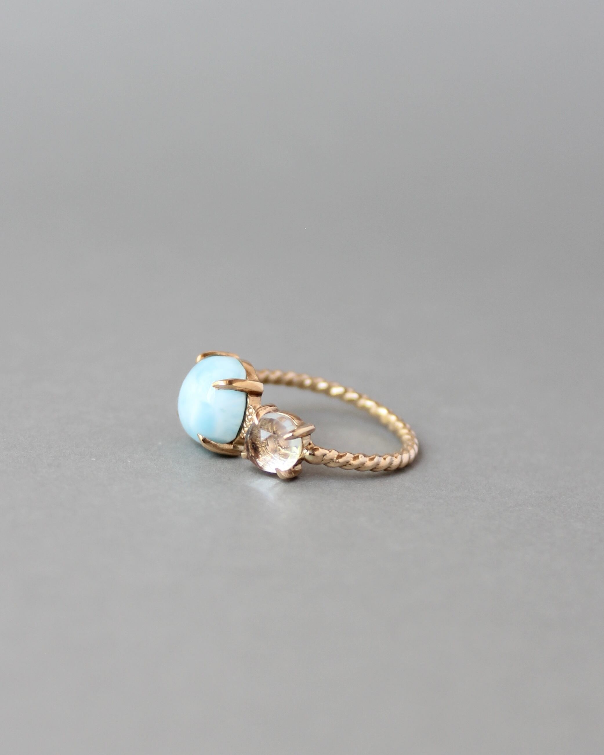 9号 K10 Twist ring+1stone ラリマー・水晶