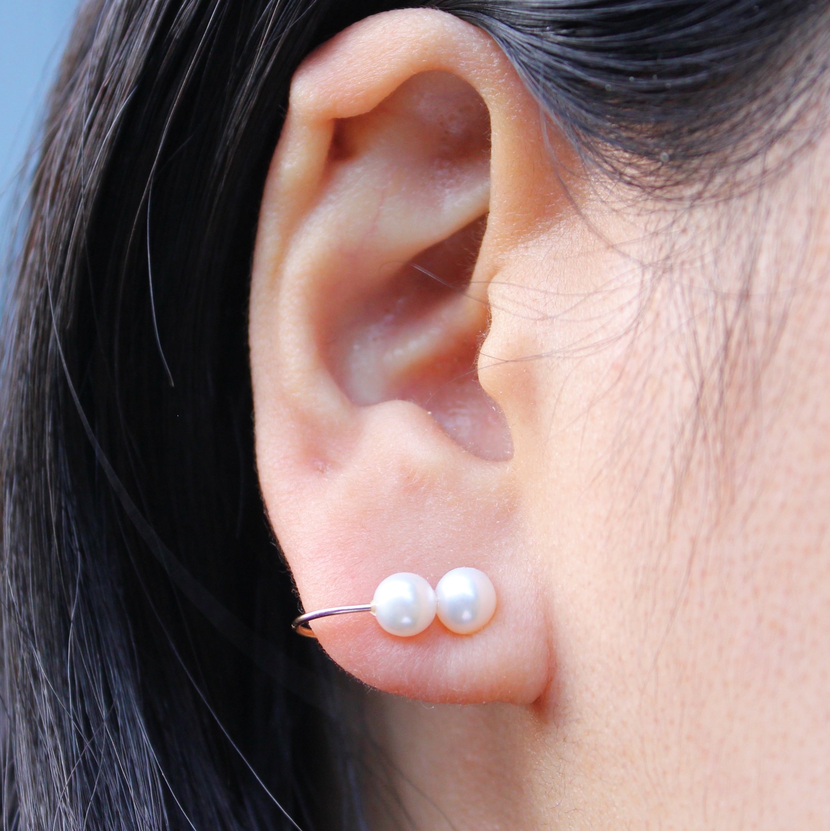 Wパールロングイヤークリップ