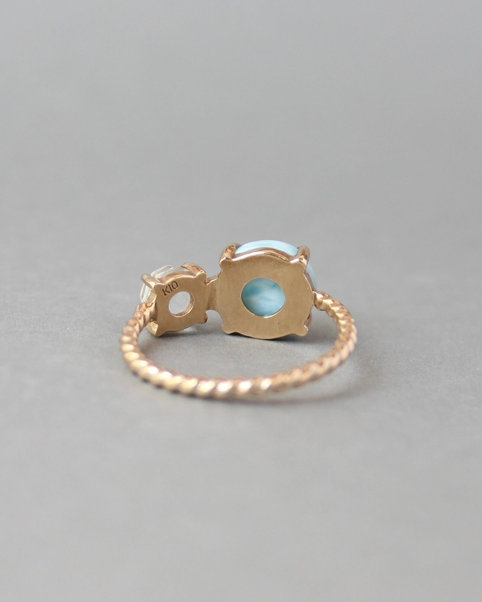 9号 K10 Twist ring+1stone ラリマー・水晶