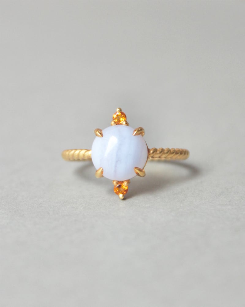 12号 Twist ring+2stone ブルーレース・シトリン