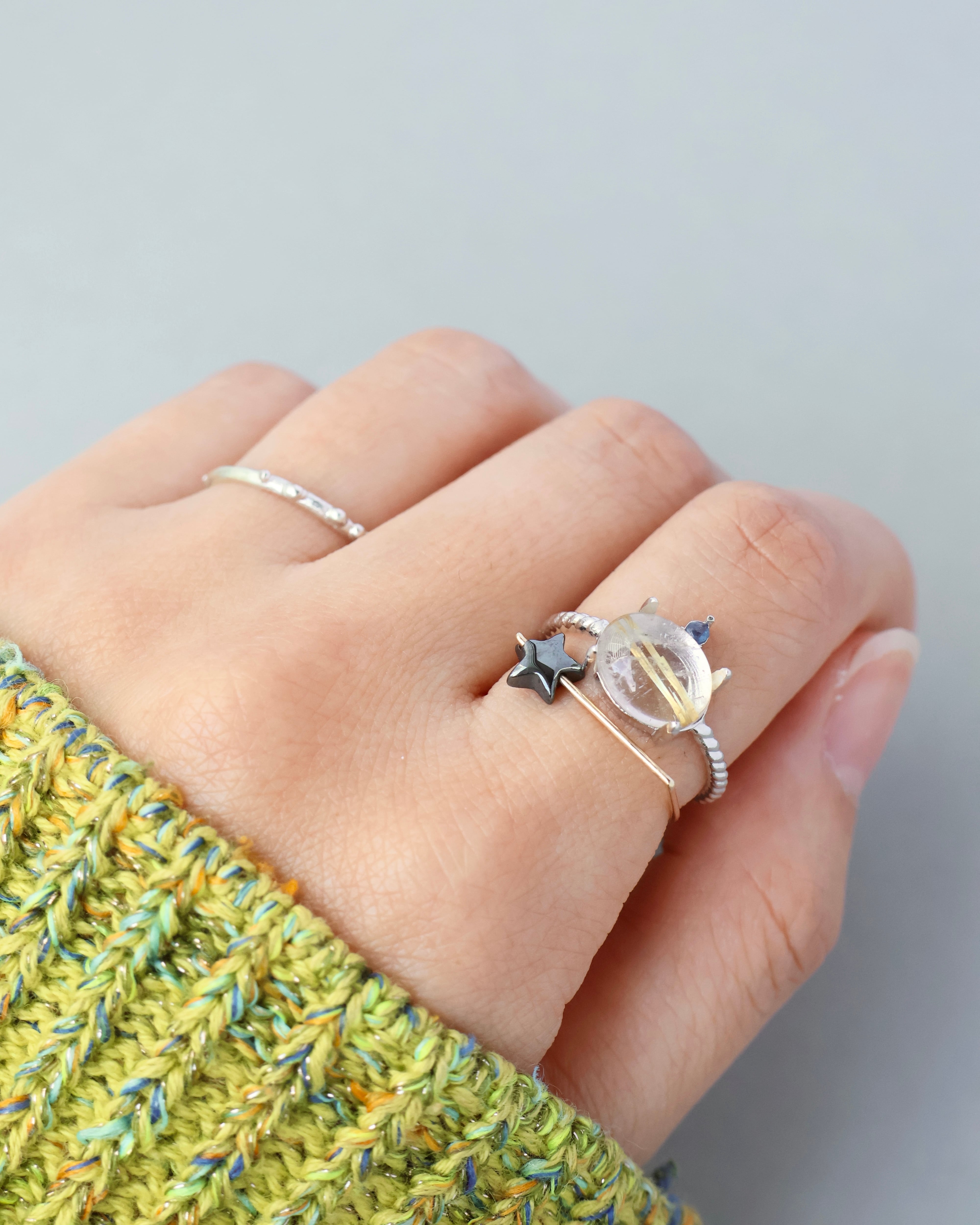 【Silver925】Twist ring+1stone “Star tail”