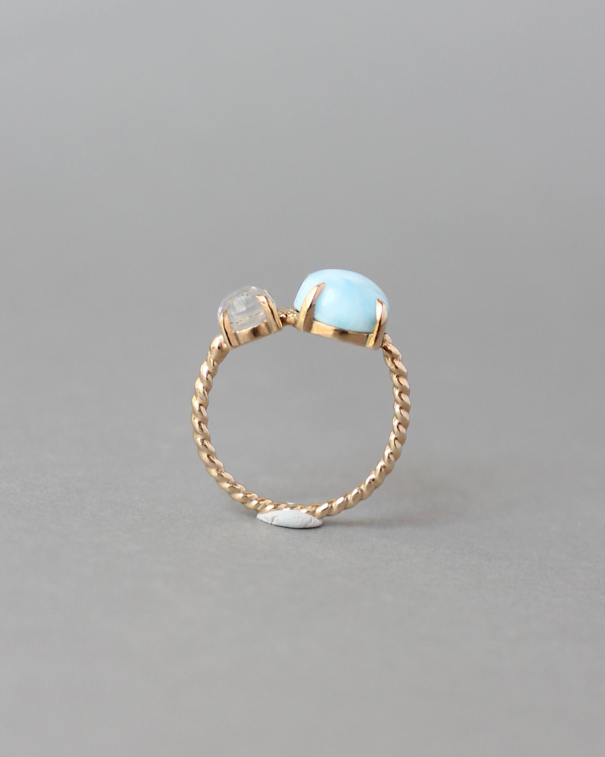 9号 K10 Twist ring+1stone ラリマー・水晶