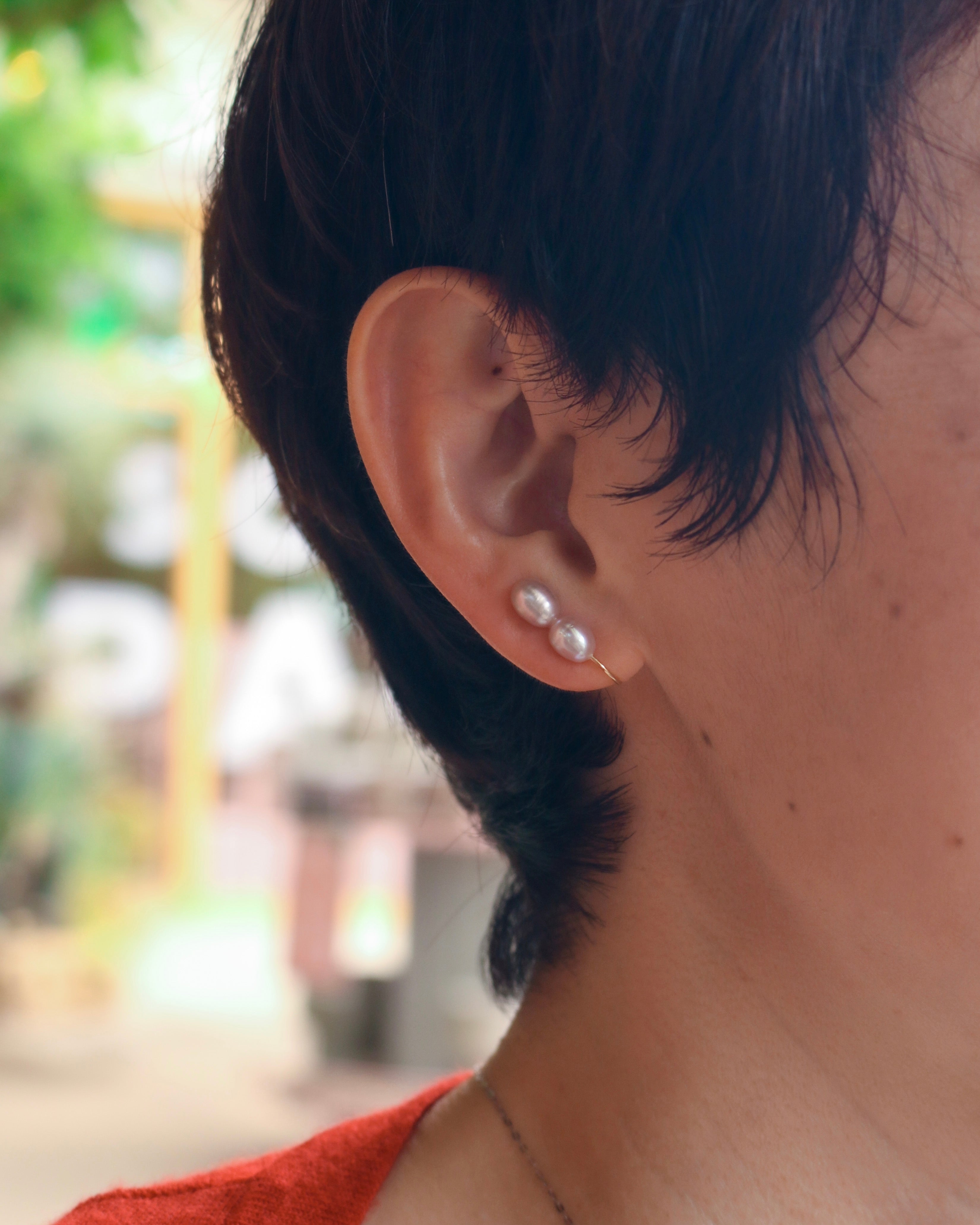 Wパールロングイヤークリップ