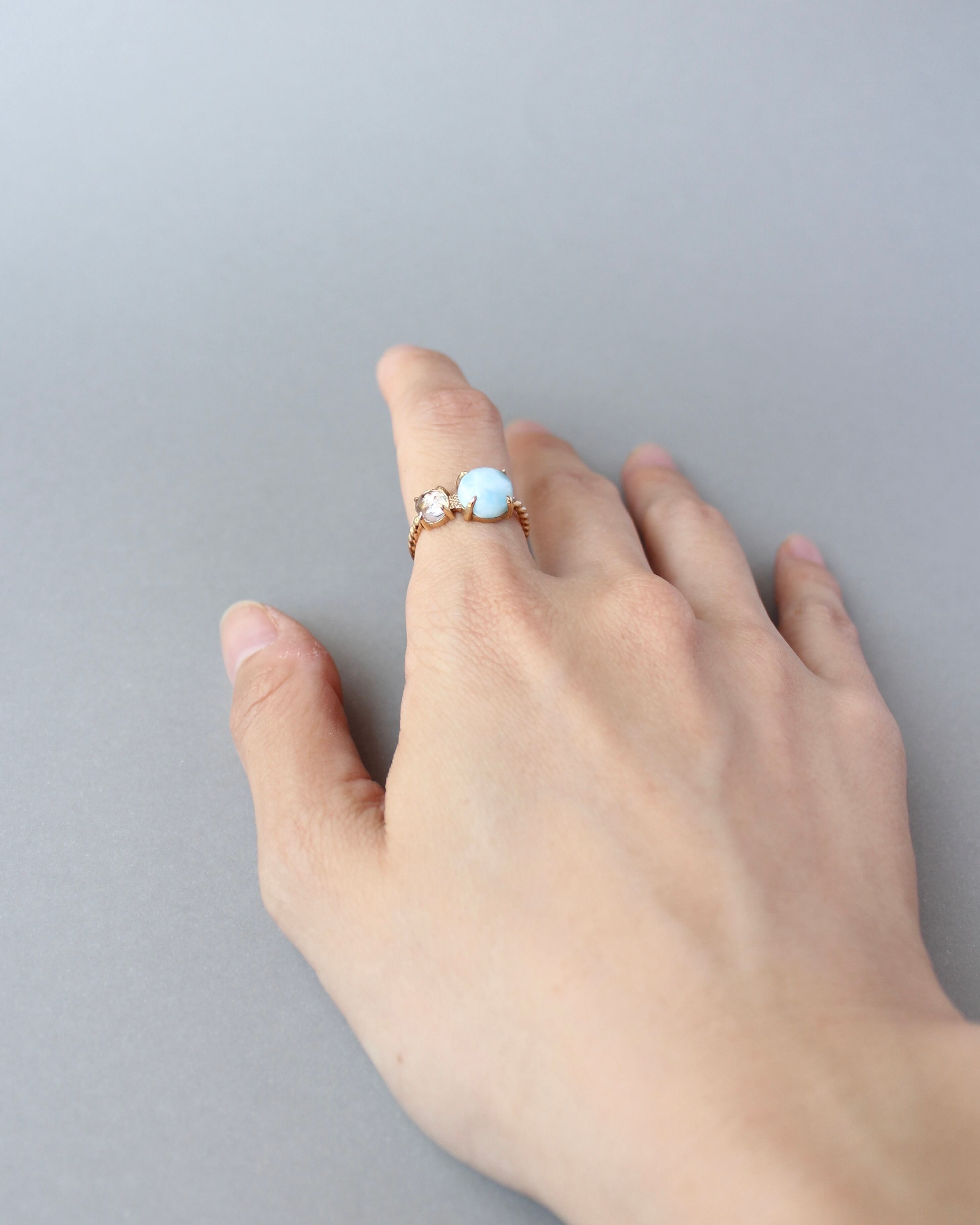 9号 K10 Twist ring+1stone ラリマー・水晶