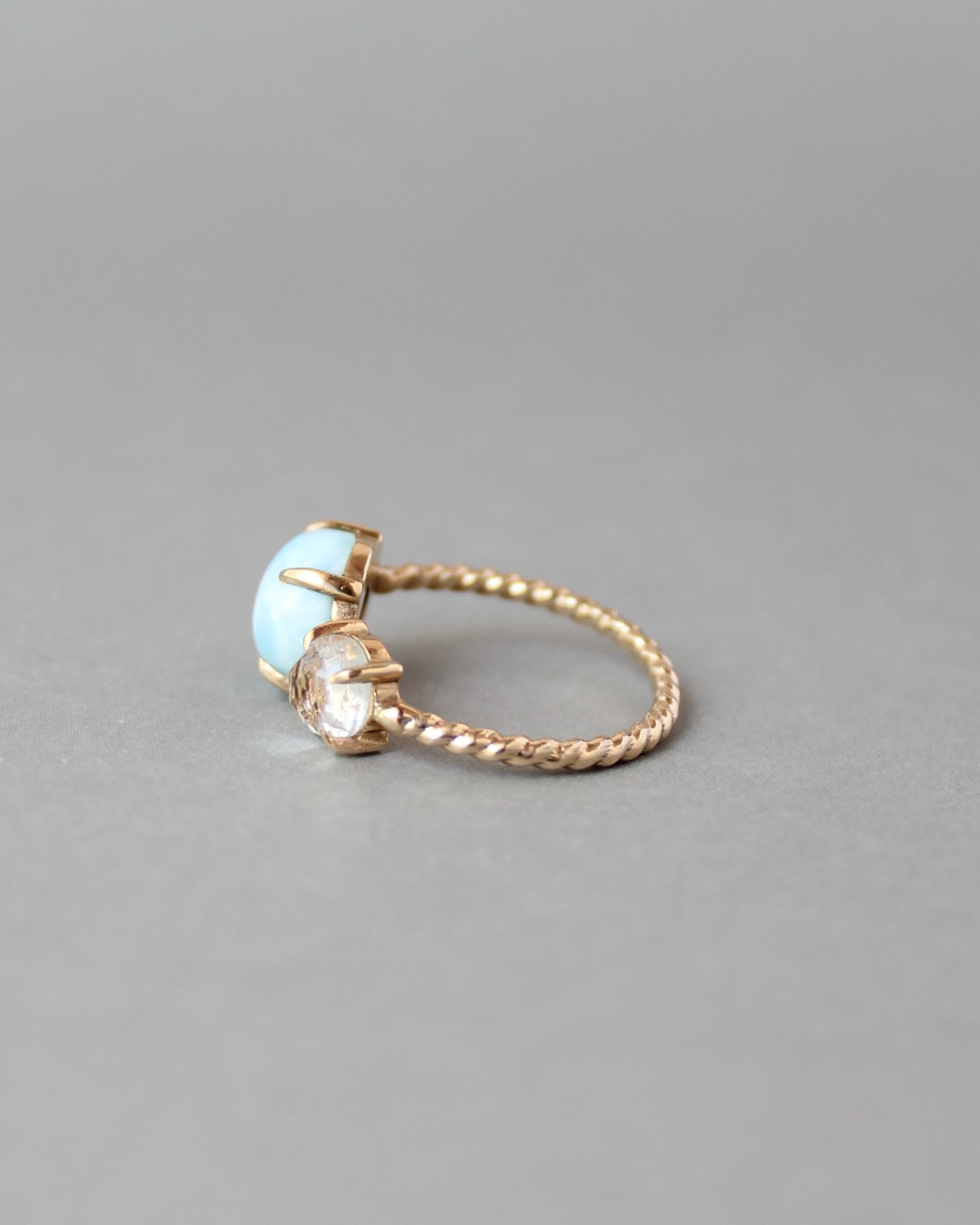 9号 K10 Twist ring+1stone ラリマー・水晶