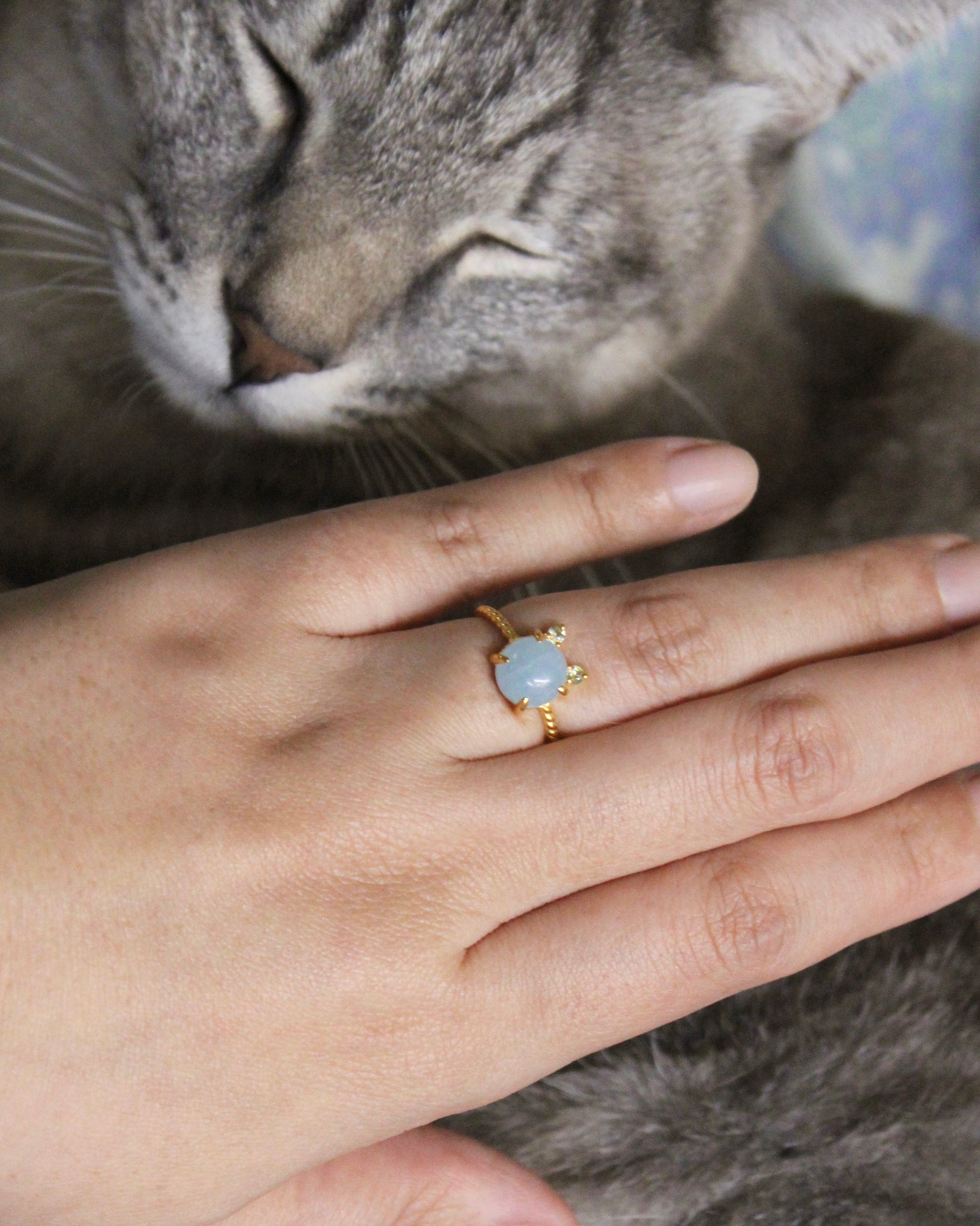 Twist ring “CAT” シャトンブルークレール