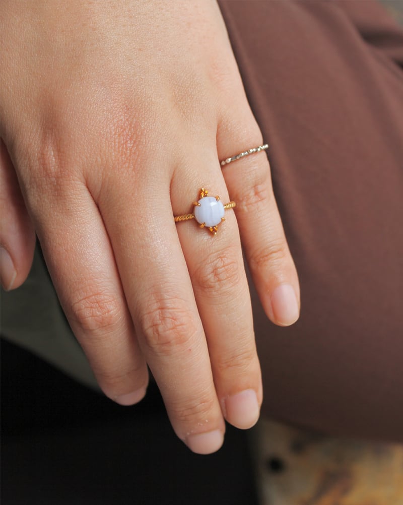 12号 Twist ring+2stone ブルーレース・シトリン