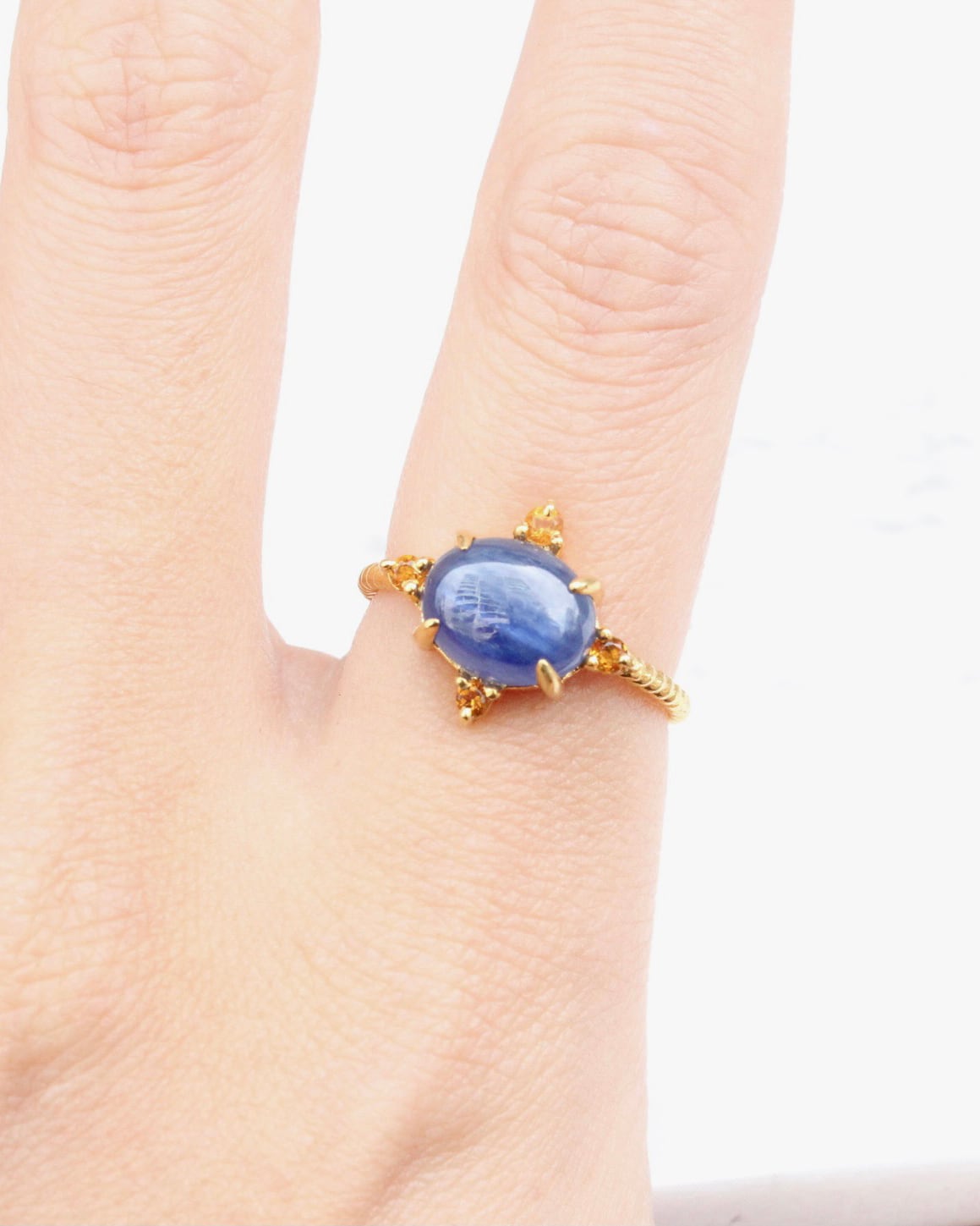 15号 Twist ring+4stone カイヤナイト・シトリン