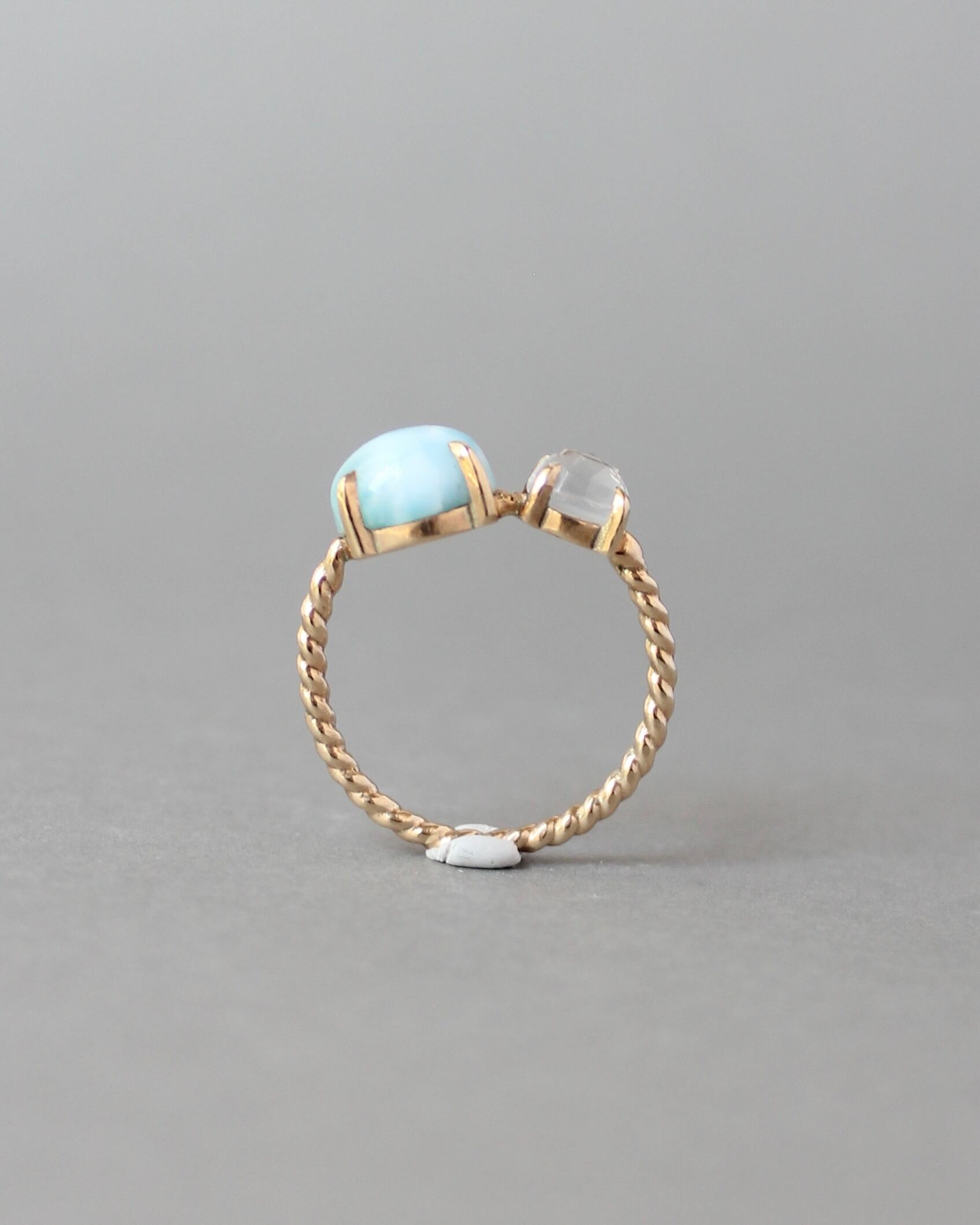 9号 K10 Twist ring+1stone ラリマー・水晶