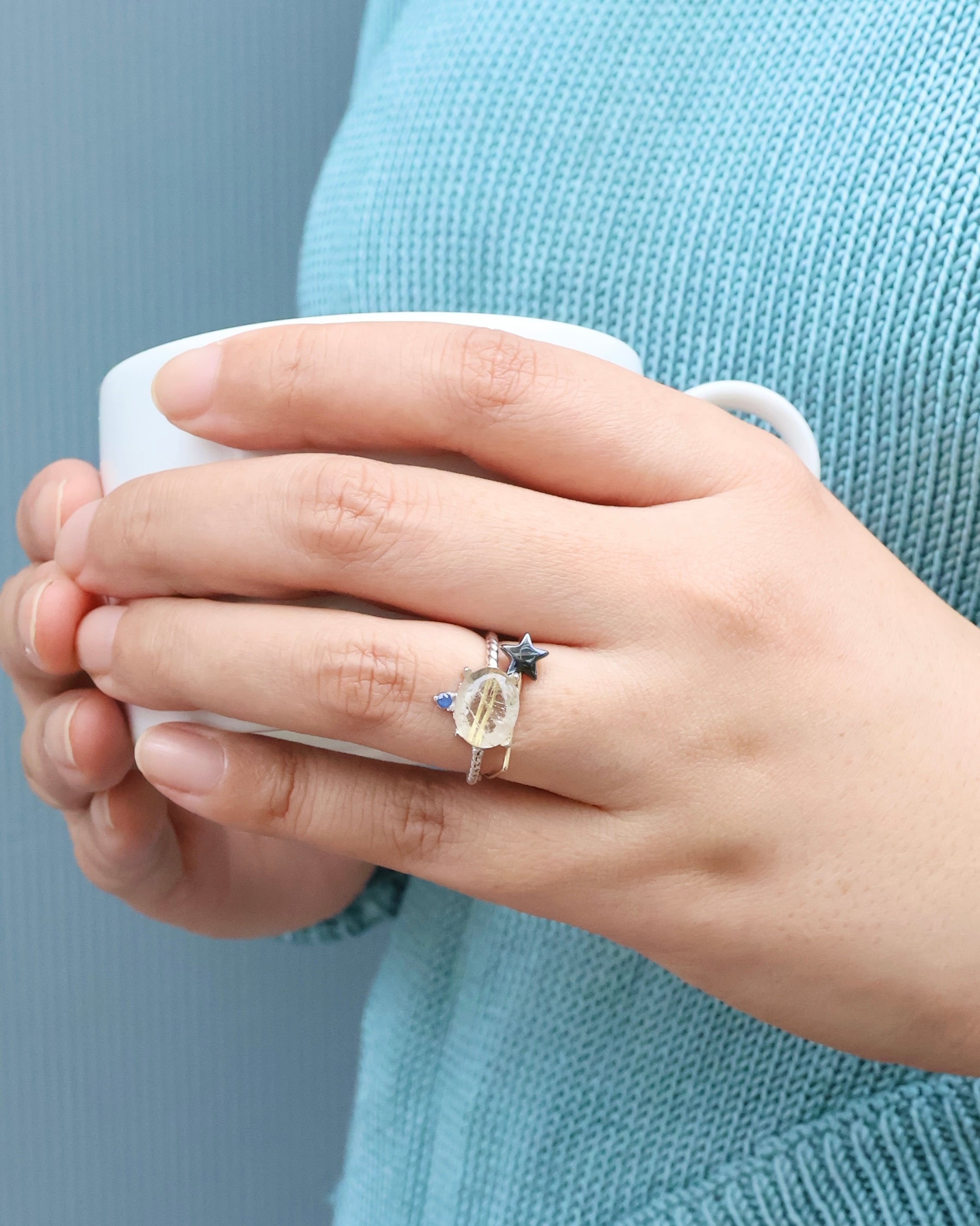 【Silver925】Twist ring+1stone “Star tail”